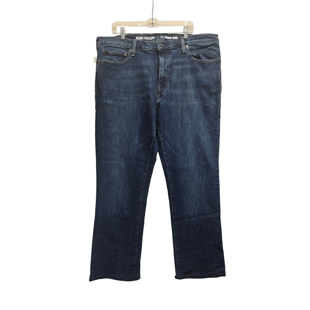 NWT Blake Shelton x Lands End Mens Dark Wash Straight Leg Jeans 40x30 Western